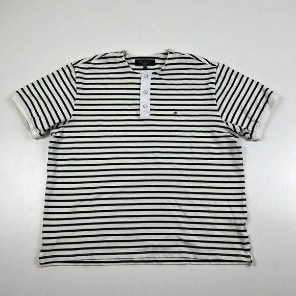 rag & bone Other - Rag & Bone Shirt Mens Extra Large Black White Striped Crewneck Cotton